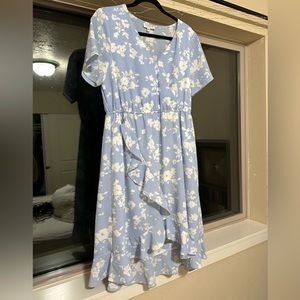 blue floral dress